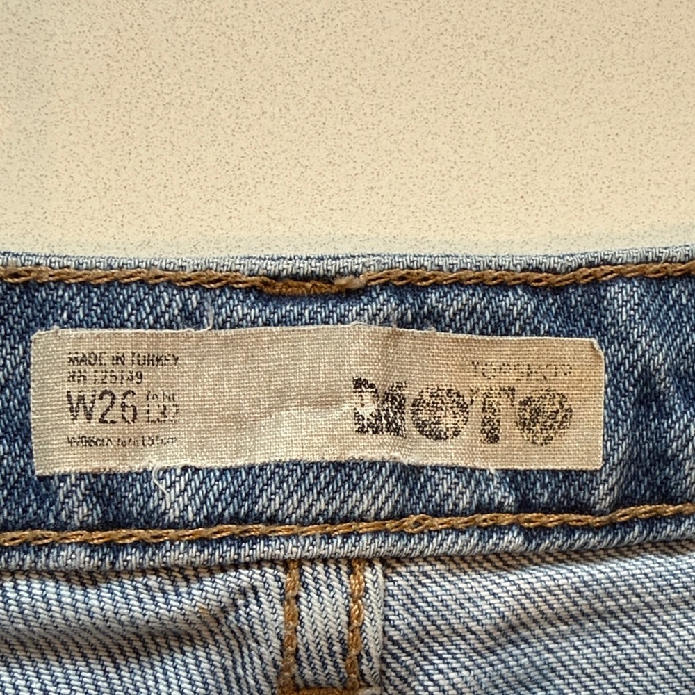 Topshop Moto High Rise Cropped Women's Blue Straight Leg Jeans, Size 26 - Picture 3 of 11